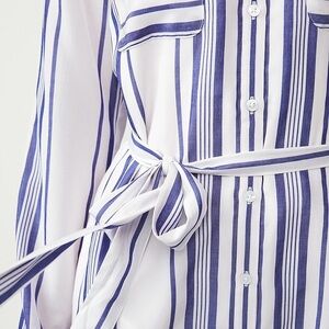 Shirt Dress Striped Lite Weight Long Sleeve Lined